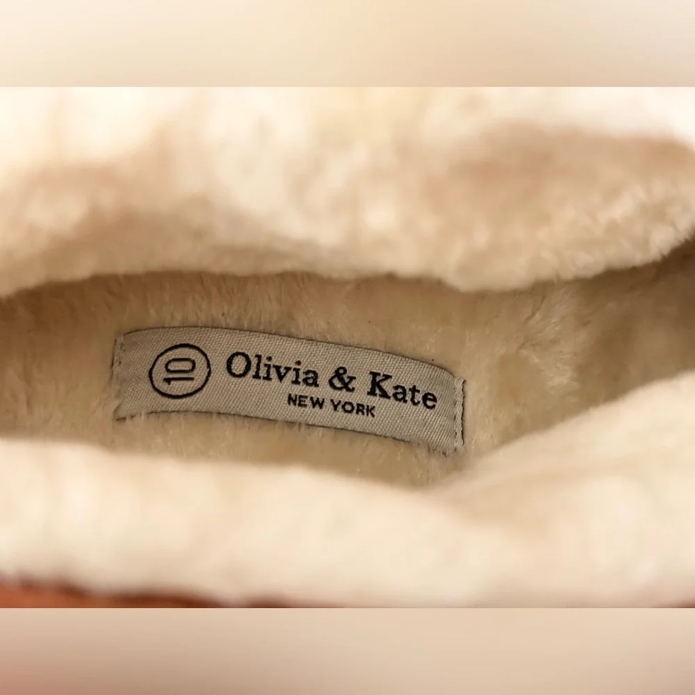 Olivia + Kate Low Slung Faux Fur Lined Platform booties Sz 10 terracota color